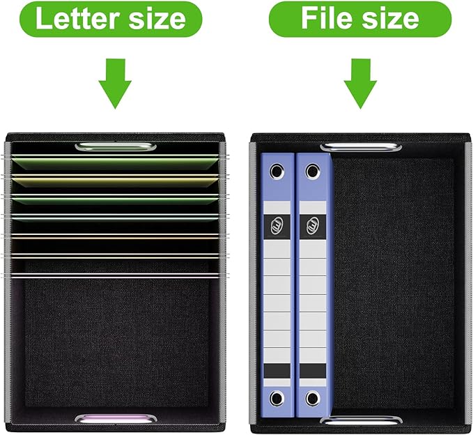 Huolewa Portable Leather File Organizer Storage Boxes, Collapsible File Folder Organizer Boxes with Lids, Document Organizer, Decorative Filing Box Cabinet for Letter/Legal File Folder Storage-DeskoryOffice