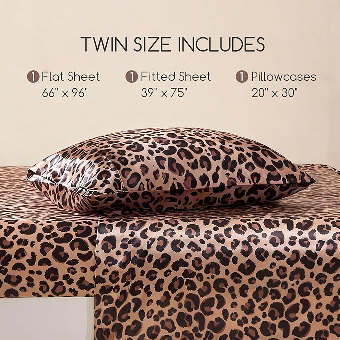 MR&HM Satin Bed Sheets, Twin Size Sheets Set - Image 7