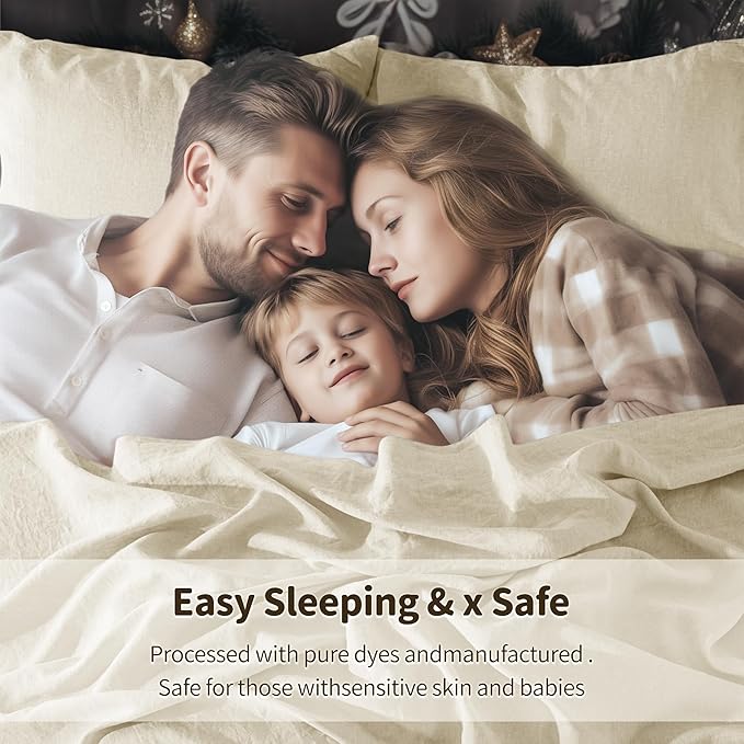 LBRO2M 100% Pure Linen Sheet Set Deep Pocket Up to 16" Bed Sheets Sets - Image 7
