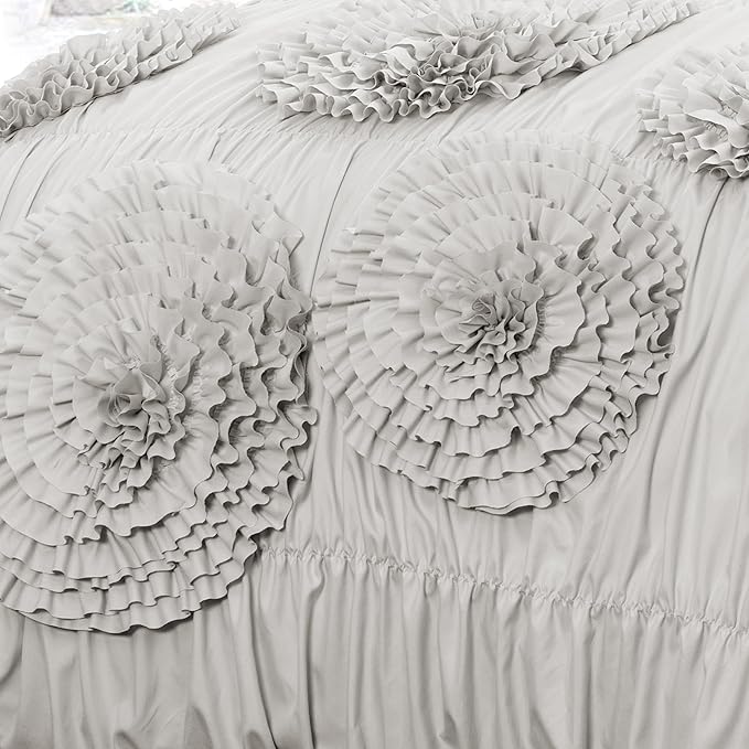 Lush Decor Serena Comforter Set, 3 Piece Set, Light Gray - Image 3
