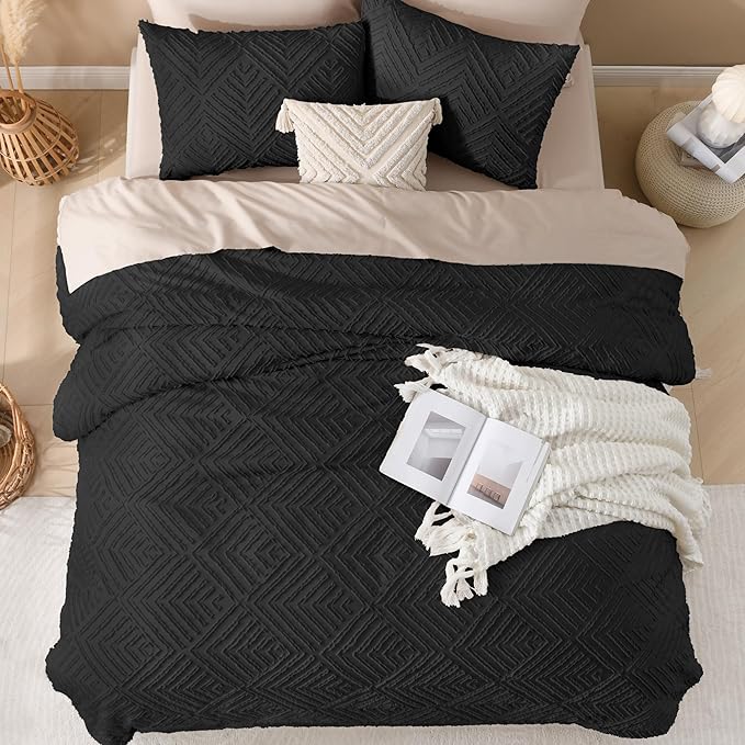 Andency Oversized King Comforter 120''x120'', 3 Pieces Black Super King Boho - Image 7
