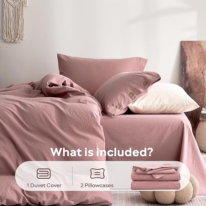 JELLYMONI 100% Washed Cotton Duvet Cover Queen – Soft, Breathable Linen-Look - Image 7