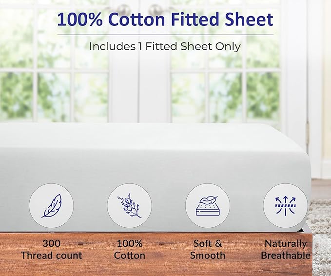 ROYALE LINENS 300 Thread Count 100% Long Staple Combed Cotton Fitted Sheet Twin - Image 4