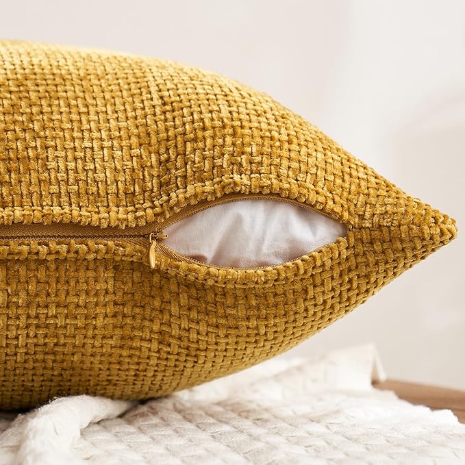 MIULEE Pack of 4 Couch Throw Pillow Covers 20x20 Inch Neutral Gold/Brown Soft - Image 7