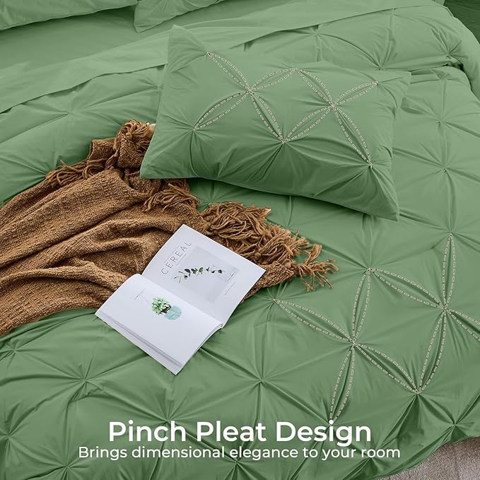 Sasttie Queen Comforter Set, 7-Piece Bed in a Bag, Pintuck Bedding Sets - Image 4