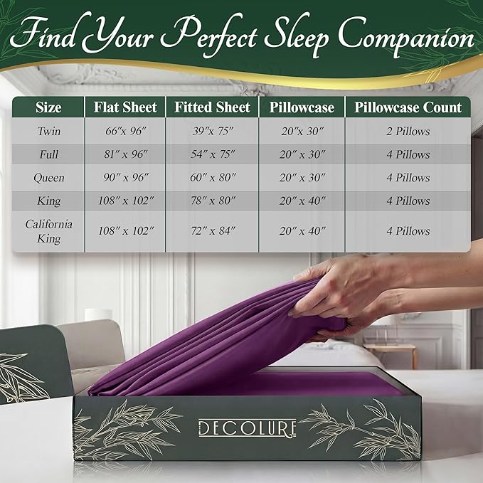 DECOLURE 100% Viscose Derived from Bamboo Sheets California King Size - Image 8