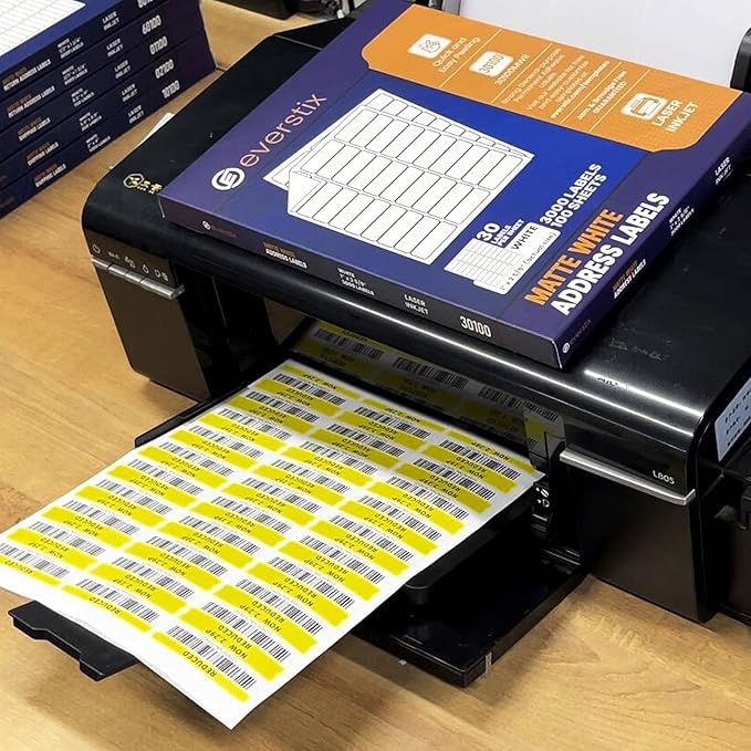 1" x 2-5/8", 100 Sheets, 3000 Mailing Address Labels, White Sticker Labels for Laser & Inkjet Printers, Permanent Adhesive-DeskoryOffice