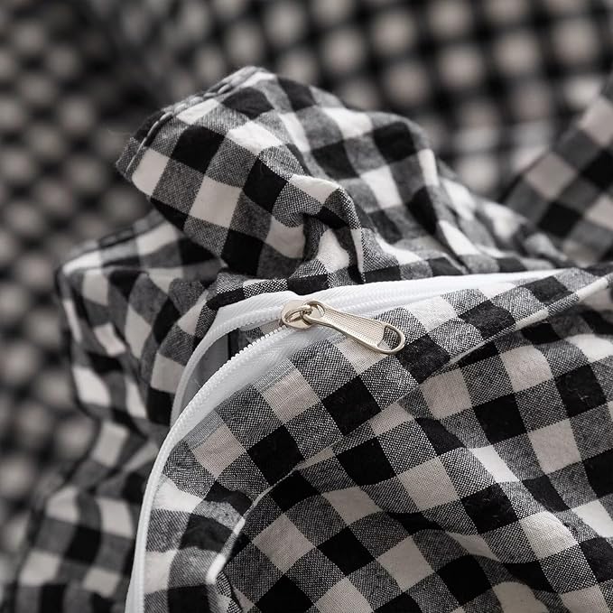 MKXI Black and White Gingham Duvet Cover Twin, 3-Piece Ruffled Bedding Set - Image 8