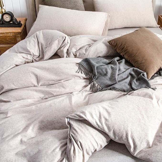PURE ERA Jersey Knit Duvet Cover Set 100% T-Shirt Cotton Super Soft Comfy 3pc - Image 5