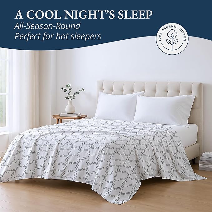 Lane Linen 100% Organic Cotton Twin Size Flat Sheet Only - Image 4