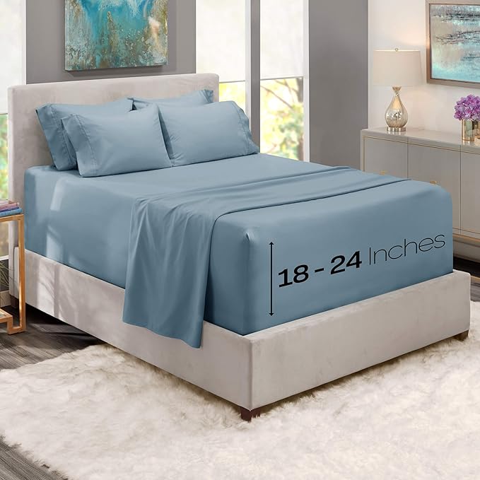 Hearth & Harbor Bed Sheets, Luxury Soft 6 Piece Bed Sheet Set Extra Deep Pocket - Image 2