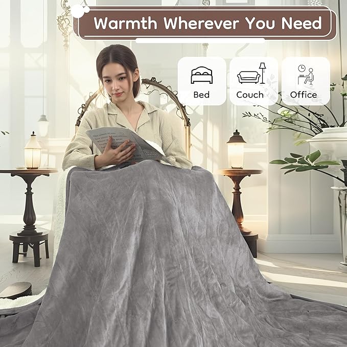 LaffyLo Electric Heated Blanket Full Size 72 x 84, Fast Heating Blanket - Image 3