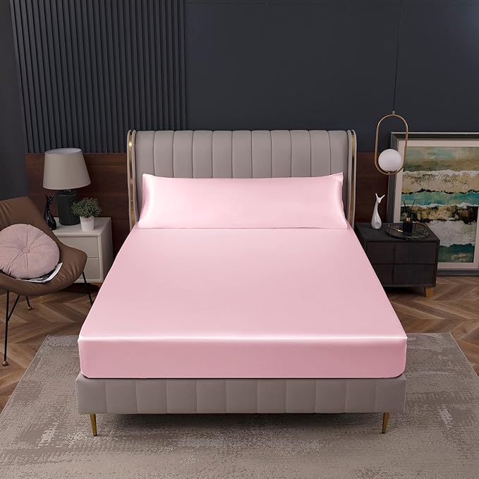 Homiest Blush Pink Satin Fitted Sheet - Image 7