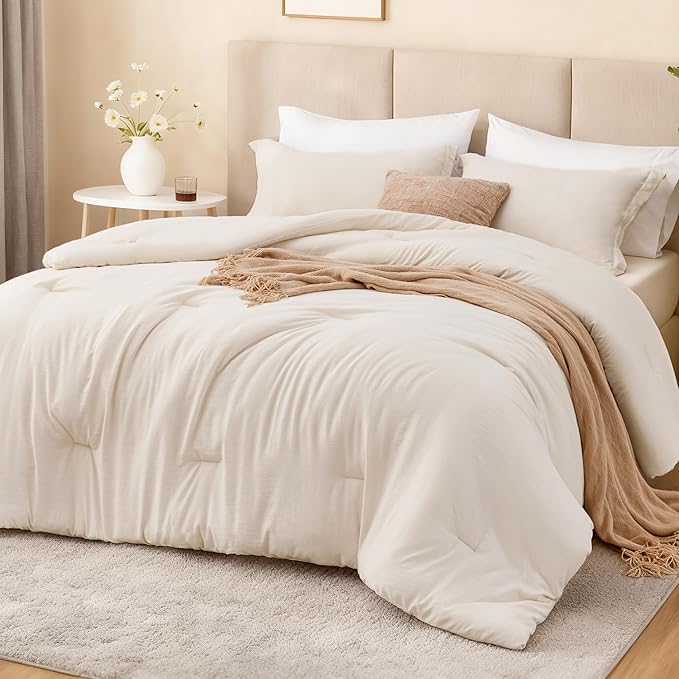 Love's cabin Beige Twin/Twin XL Comforter Set, 2-Piece Prewashed Bed Set by Lovescabin