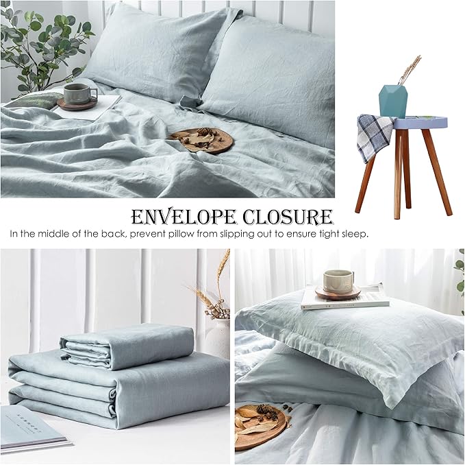 Simple&Opulence 100% Linen Duvet Cover Set 2pcs Basic Style Natural French - Image 4
