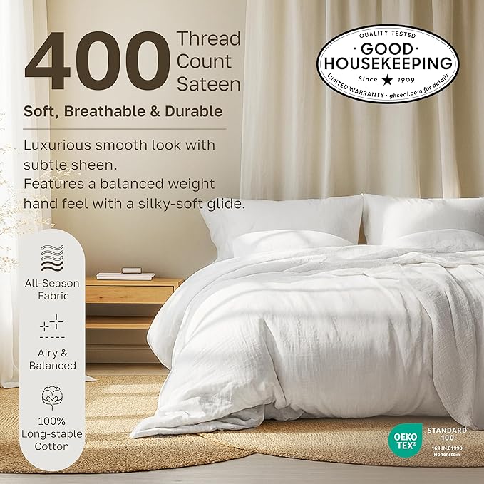 California Design Den 100% Cotton Fitted Sheet Full Only, 400 Thread Count - Image 3