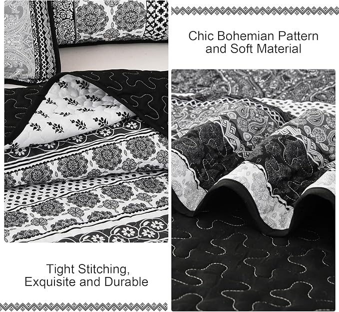 WONGS BEDDING Boho Quilt Set King Size, Lightweight Bedspread Coverlet Bedding - Image 6