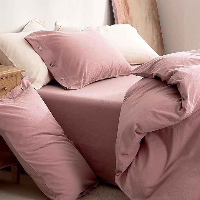 JELLYMONI 100% Washed Cotton Duvet Cover Twin – Soft, Breathable Linen-Look - Image 9