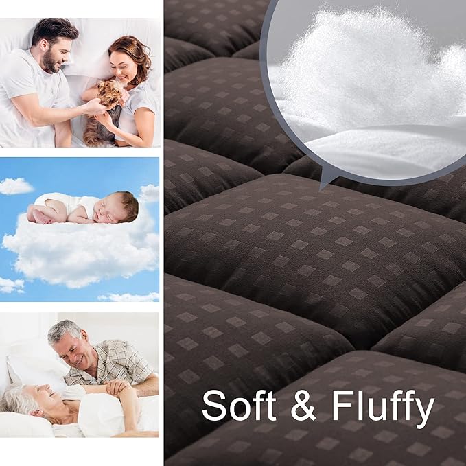 HYLEORY California King Mattress Pad Quilted Fitted Mattress Protector Cooling - Image 3