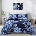 Floral Quilt Set King 3 Pieces Navy Blue Floral Quilt Coverlet Set Soft by DRUCON