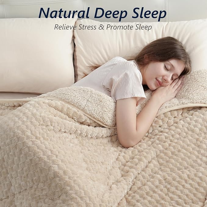 Mr. Sandman Weighted Blankets for Adults Queen Size 15lbs, Warm Sherpa Fleece - Image 3