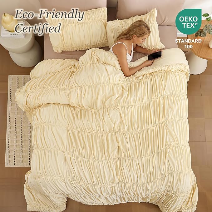 weigelia Cinched Comforter Set Full – Soft Girl Ruched Bedding Set, Apartment & - Image 4