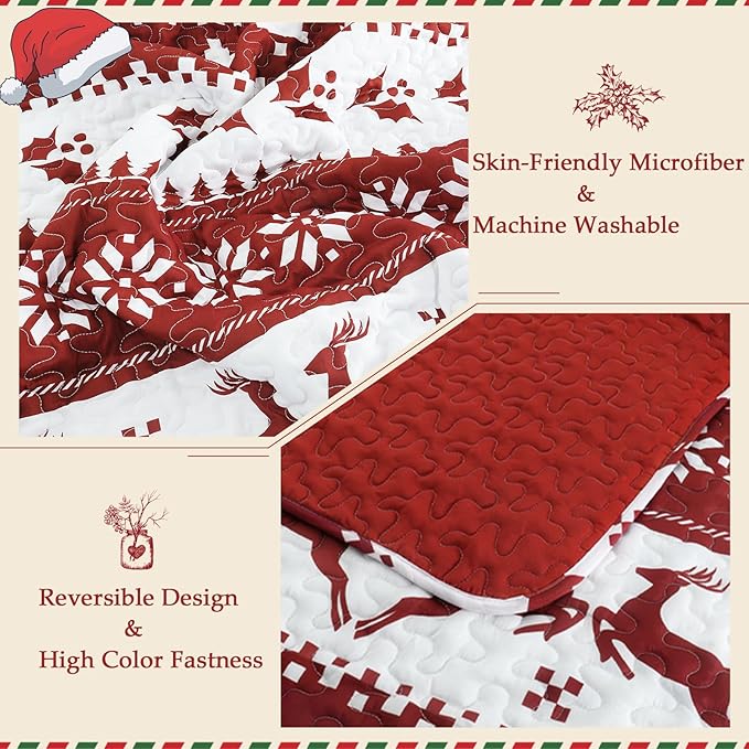 Exclusivo Mezcla Reversible Christmas Quilts Twin Size - Image 3