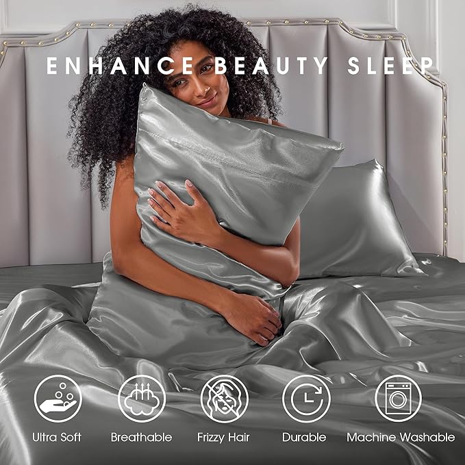 FreshCulture Satin Sheets Twin Size Bed Set - Image 7