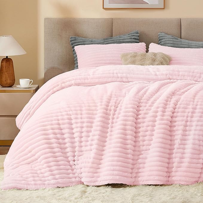 BEDELITE Fleece Twin Comforter Set -Super Soft & Warm Fluffy Cherry Blossom by BEDELITE