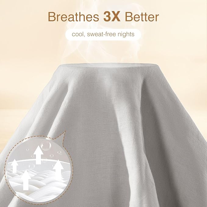 SONORO KATE 100% French Linen Duvet Cover Full Size, Soft Breathable - Image 3