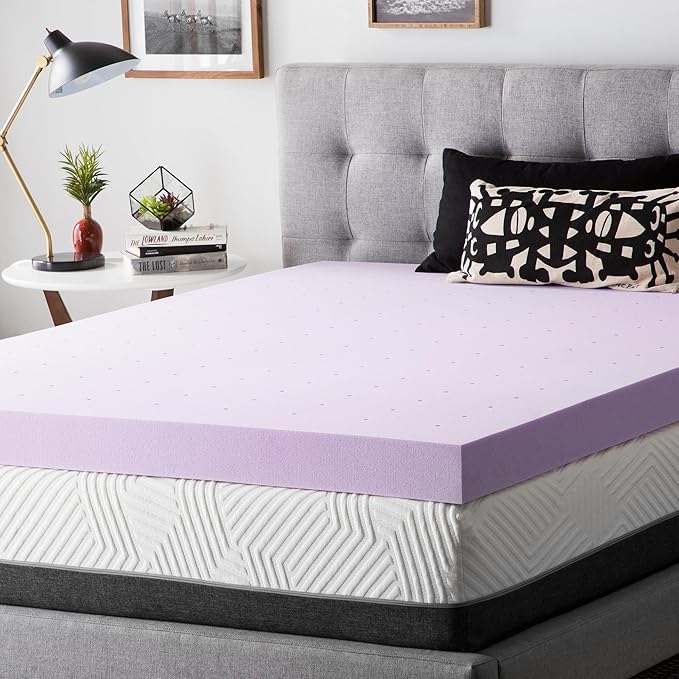 Lucid 4 Inch Lavender Memory Foam Mattress Topper, Twin Size – Essential Oil - Image 7