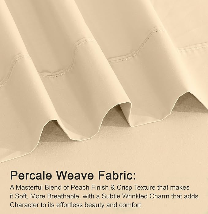 RUVANTI 100% Cotton Sheets – Twin Size Percale Bedding, Cooling & Breathable - Image 5