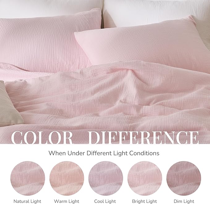 Pink Duvet Cover King, 100% Sandwashed Cotton Soft King Size Duvet Cover Set 3 - Image 8