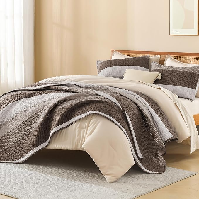 Litanika California King Quilt Set Brown - Image 4