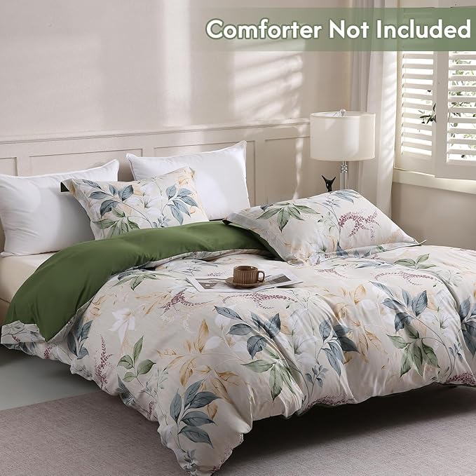 LONAVA Queen Botaincal 3 Pcs Duvet Cover Set, Breathable Soft Microfiber Forest - Image 2