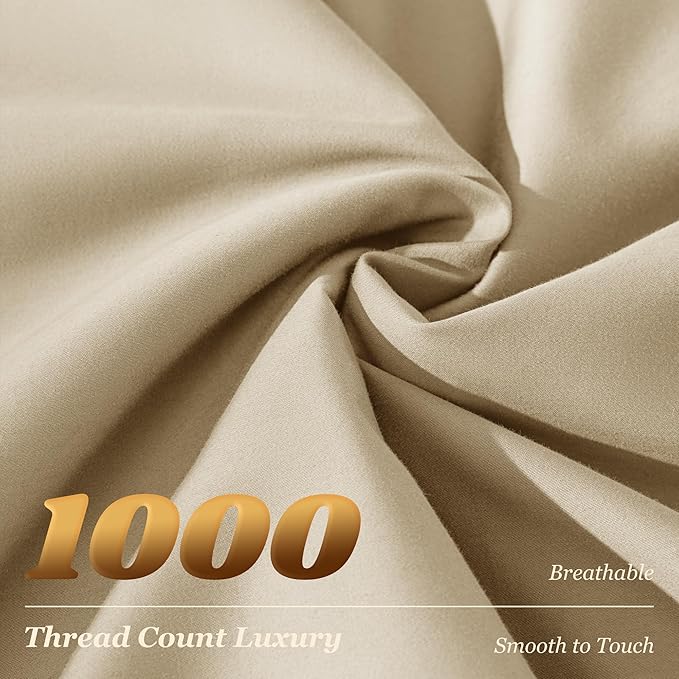 LBRO2M 1000 Thread Count 100% Egyptian Cotton Sheets Set King, 4 Piece Sets Bed - Image 3