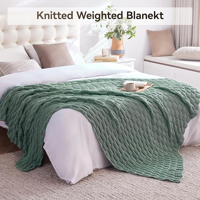 Knitted Weighted Blanket for Adult, No Beads Heavy Blanket 50” x 60'' 5lbs - Image 6
