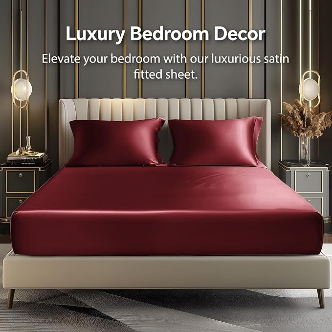 BEDELITE Satin Fitted Sheet and Pillowcase Set, Luxury Soft Similar to Silk - Image 2