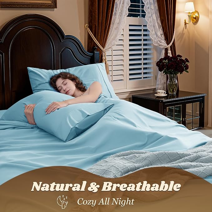 LBRO2M 1000 Thread Count 100% Egyptian Cotton Sheets Set Full Size, 4 Piece - Image 5