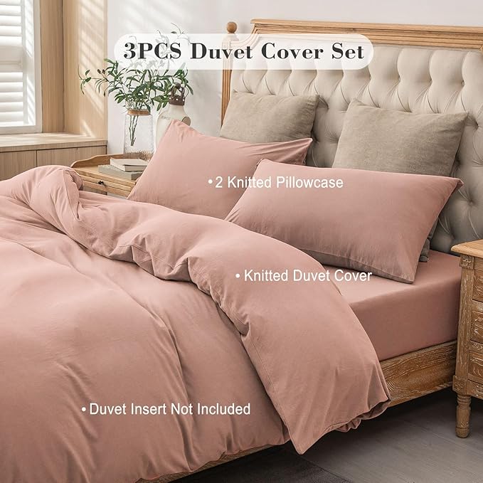 PURE ERA Jersey Knit Duvet Cover Set 100% T-Shirt Cotton Super Soft Comfy 3pc - Image 4