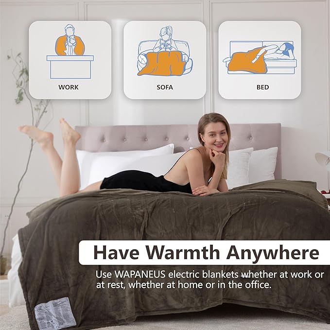Wapaneus Foot Pocket Heated Blanket Electric Throw - Image 4