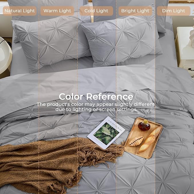 Sasttie Full Size Comforter Set, 7-Piece Bed in a Bag, Pintuck Bedding Sets - Image 8