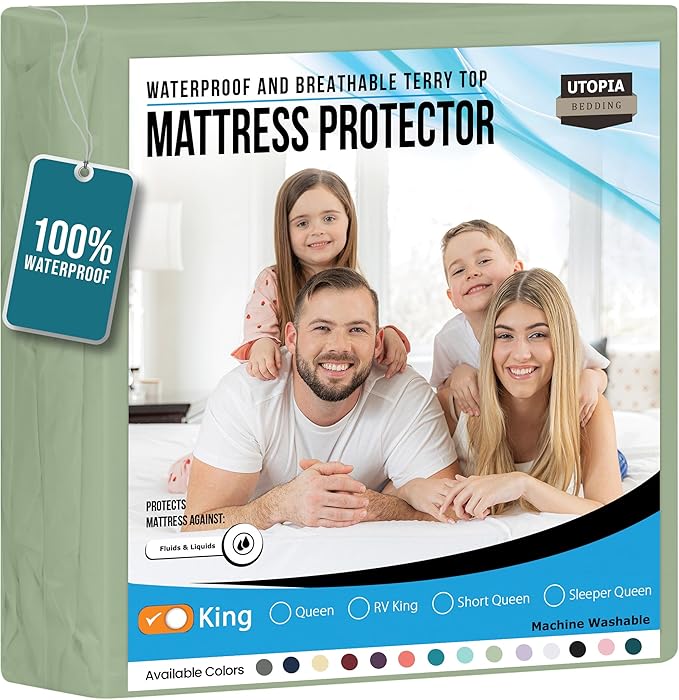 Utopia Bedding Waterproof Mattress Protector King Size, Premium 200 GSM Terry by UTOPIABEDDING