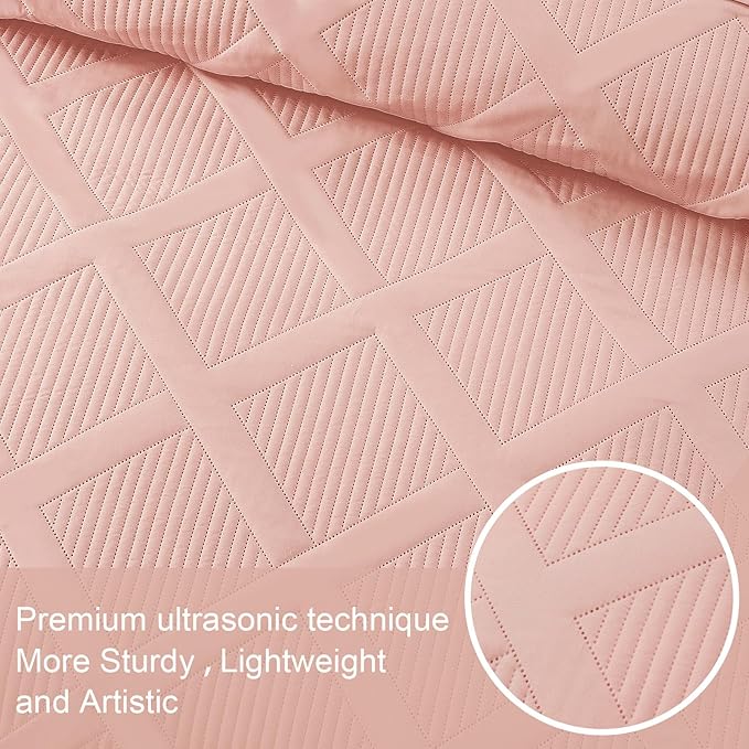 Exclusivo Mezcla King Quilt Set- Blush Pink Quilts Bedding Set - Image 5
