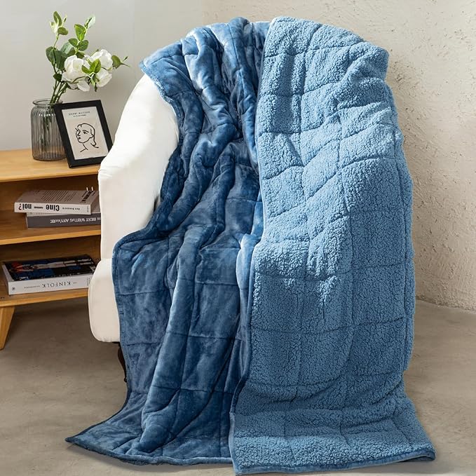Aemicion Twin Weighted Blanket for Adults, Unicolor Ultra-Soft Fleece Sherpa - Image 2