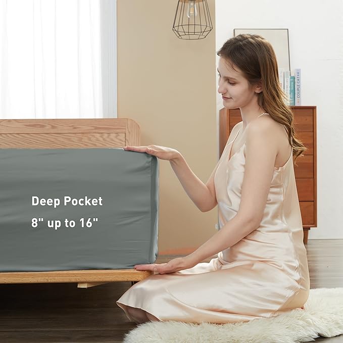 Sunflower Twin Fitted Sheet, 1-Piece Deep Pocket Fitted Bottom Sheet 15" - Image 3