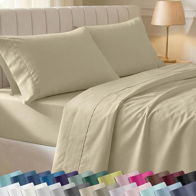 California Design Den Soft 100% Cotton Bed Sheets Split King Size Set, 400 TC by CaliforniaDesignDen