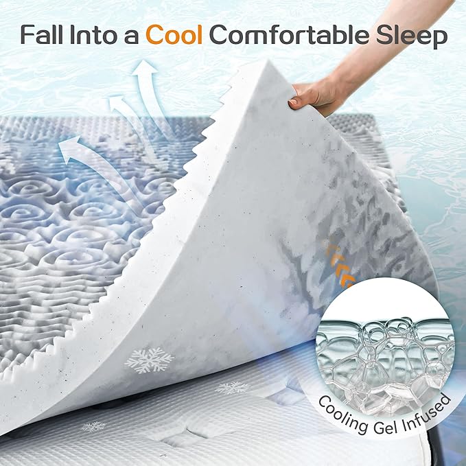 SINWEEK 2 Inch Mattress Topper 5-Zone Memory Foam Mattress Topper Pressure - Image 5