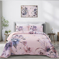 Floral Quilt Set Queen 3 Pieces Pink Floral Quilt Coverlet Set Soft Microfiber by DRUCON