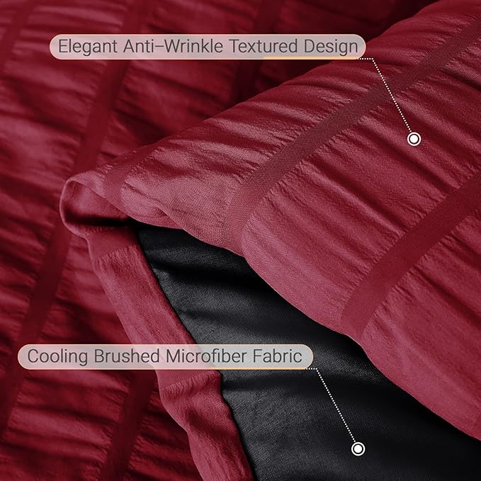 MUXHOMO 7 Pieces California King Comforter Set, Seersucker Bed in a Bag Cal - Image 6
